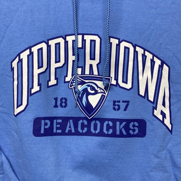 Champion Upper Iowa Peacocks Hoodie Light Blue Athleticwear Adult Medium - Picture 7 of 12